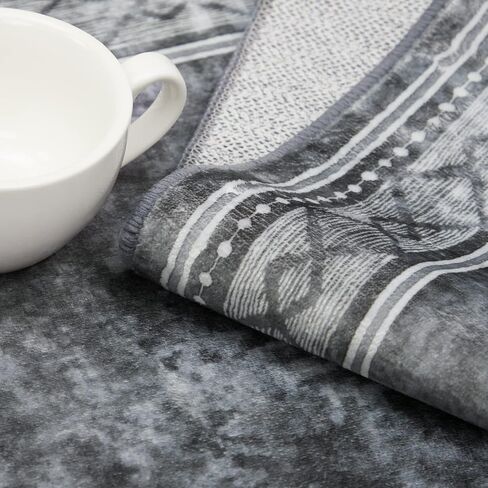 Fashionwu Runner Rug 2 x 6 Geometric Hallway Runner Rug Washable Rug Laundry Room Rug Kitchen Runner Rug for Hallway Laundry Bedside Rug, Aesthetic Rug Non-Shedding Anti-Slip Rug, Grey in Saudi Arabia