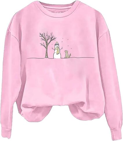 FCHICH Christmas Snowman Sweatshirt Women Merry Christmas Tshirt Casual Long Sleeve Pullover Tops Cute Graphic Xmas Tees in Kuwait