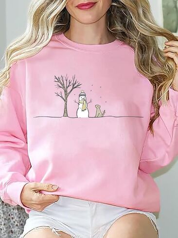 FCHICH Christmas Snowman Sweatshirt Women Merry Christmas Tshirt Casual Long Sleeve Pullover Tops Cute Graphic Xmas Tees in Kuwait