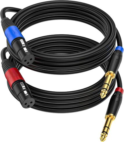 كابل ميكروفون Jozzai أنثى XLR إلى 1/4 بوصة (6.35 ملم) TS مونو جاك، غير متوازن 3 دبابيس XLR أنثى إلى ربع بوصة TS سلك ميكروفون للميكروفون الديناميكي - (3.3 قدم / 2 حزمة) in Kuwait