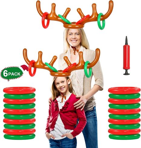Christmas Inflatable Reindeer Antler Ring Toss Game - Christmas Party Games,Inflatable Reindeer Antler Hat with Rings in Kuwait