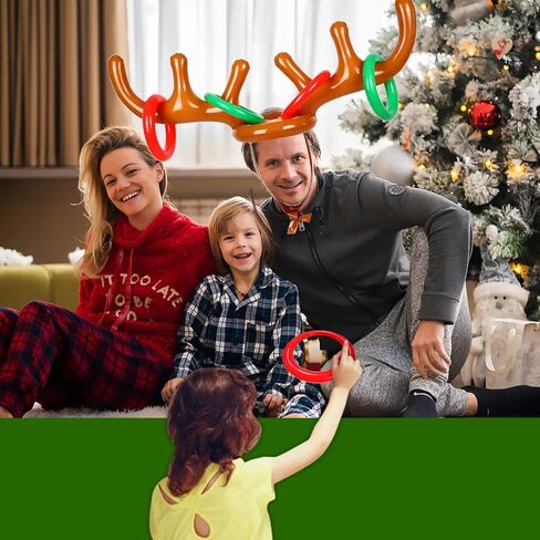 Christmas Inflatable Reindeer Antler Ring Toss Game - Christmas Party Games,Inflatable Reindeer Antler Hat with Rings in Kuwait