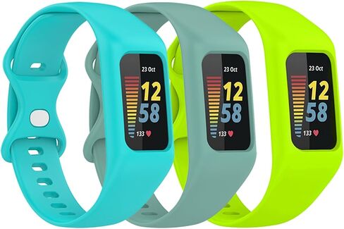 3 Pack Soft Watchband Compatible with Fitbit Charge 6, Charge 5, Charge 4, Charge 3/3SE Silicone Wristband All-round Protective Band Replacement Bracelet Strap in Kuwait