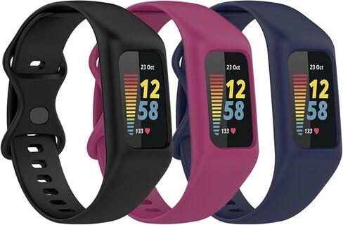 3 Pack Soft Watchband Compatible with Fitbit Charge 6, Charge 5, Charge 4, Charge 3/3SE Silicone Wristband All-round Protective Band Replacement Bracelet Strap in Kuwait