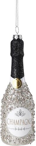 Glass Champagne Bottle Ornament with Glitter, Christmas Tree Ornament Christmas Tree Decor in Saudi Arabia