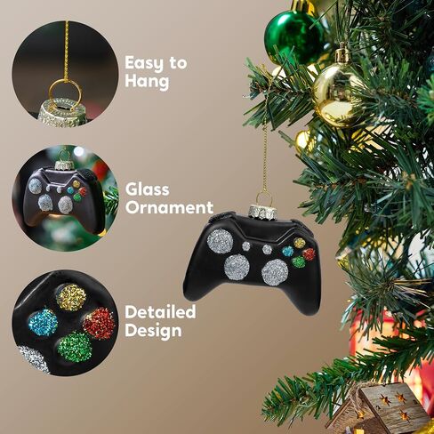 زخرفة زجاجية لوحدة التحكم في ألعاب الفيديو من Joiedomi Christmas White، زينة ألعاب زجاجية منفوخة لعيد الميلاد لتزيين شجرة عيد الميلاد، زينة ألعاب لحفلات عيد الميلاد لصالح الديكور الداخلي in Saudi Arabia