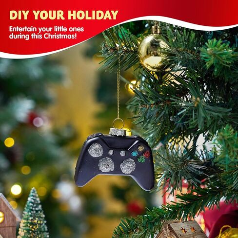 زخرفة زجاجية لوحدة التحكم في ألعاب الفيديو من Joiedomi Christmas White، زينة ألعاب زجاجية منفوخة لعيد الميلاد لتزيين شجرة عيد الميلاد، زينة ألعاب لحفلات عيد الميلاد لصالح الديكور الداخلي in Saudi Arabia