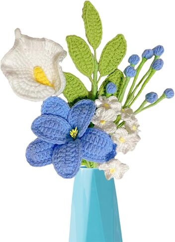 زهور الكروشيه، 5 قطع من سيقان زهرة الكروشيه مصنوعة يدويًا من الزهور الاصطناعية تشكيلة زهور الربيع لحفلات الزفاف وأعياد الميلاد وعيد الحب in Kuwait