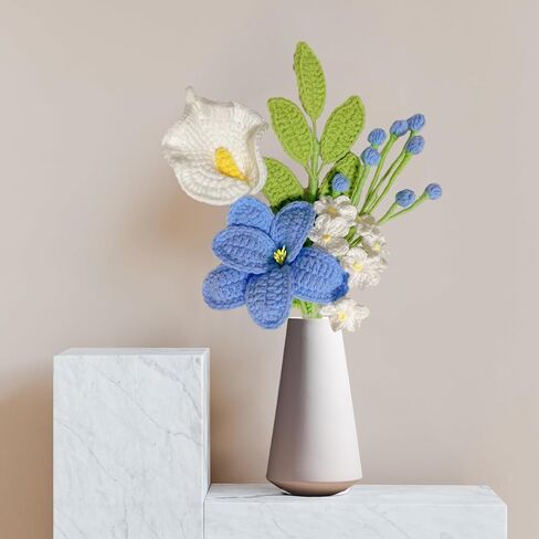 زهور الكروشيه، 5 قطع من سيقان زهرة الكروشيه مصنوعة يدويًا من الزهور الاصطناعية تشكيلة زهور الربيع لحفلات الزفاف وأعياد الميلاد وعيد الحب in Kuwait