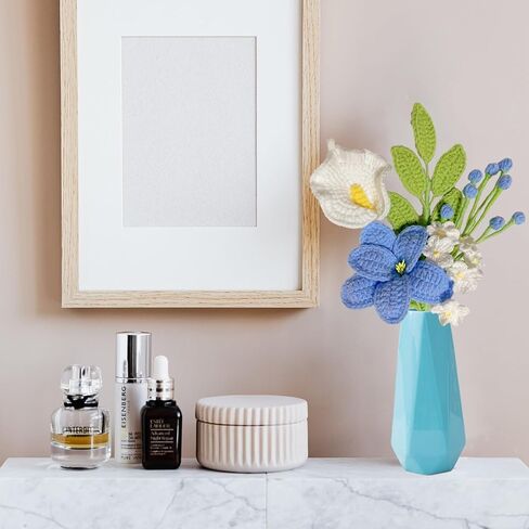 زهور الكروشيه، 5 قطع من سيقان زهرة الكروشيه مصنوعة يدويًا من الزهور الاصطناعية تشكيلة زهور الربيع لحفلات الزفاف وأعياد الميلاد وعيد الحب in Kuwait