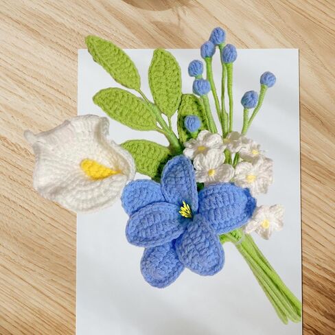 زهور الكروشيه، 5 قطع من سيقان زهرة الكروشيه مصنوعة يدويًا من الزهور الاصطناعية تشكيلة زهور الربيع لحفلات الزفاف وأعياد الميلاد وعيد الحب in Kuwait