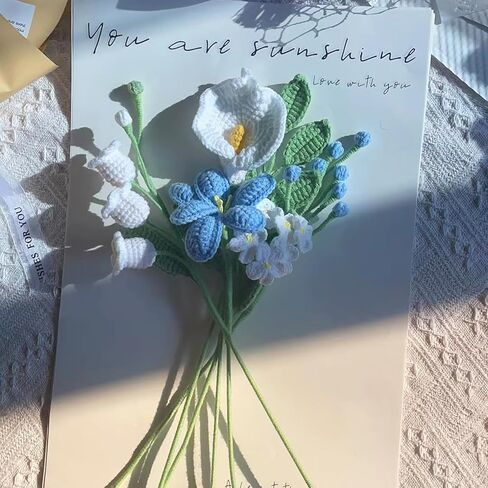 زهور الكروشيه، 5 قطع من سيقان زهرة الكروشيه مصنوعة يدويًا من الزهور الاصطناعية تشكيلة زهور الربيع لحفلات الزفاف وأعياد الميلاد وعيد الحب in Kuwait