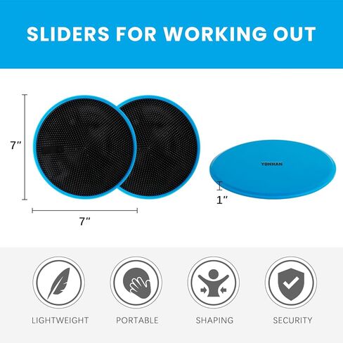 YONHAN Core Sliders for Working Out, Exercise Sliders for Carpet & Hardwood Floors 1 Pair, Gliding Discs for Abdominal Exercises Fitness Equipment for Man and Woman in Kuwait