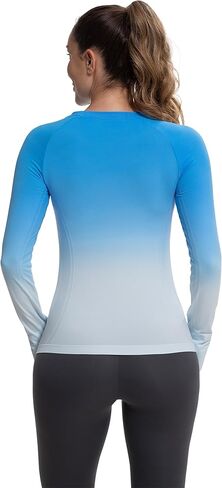 MathCat Long Sleeve Workout Tops for Women, Gradient Running Athletic Shirts, Seamless Breathable Tops with Thumb Holes in Saudi Arabia