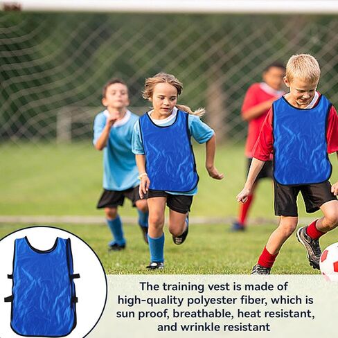 5 قطع من سترات Pinnies Scrimmage لتدريب الفريق من الجيرسيه للأطفال والشباب في سن المراهقة والأطفال في سن المراهقة سترة كرة القدم Pinnies للشباب سترات رياضية (أزرق) in Kuwait