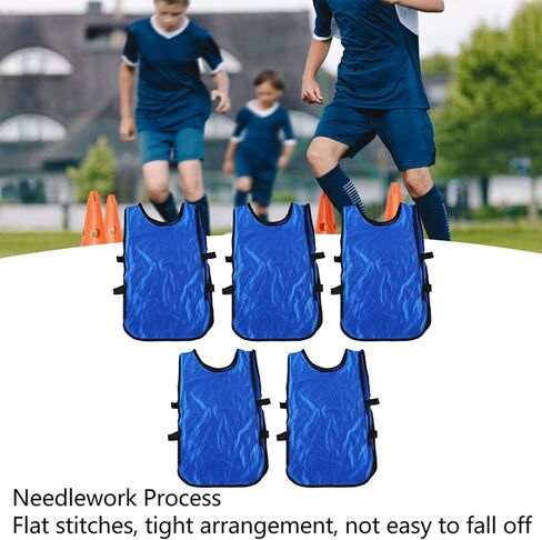5 قطع من سترات Pinnies Scrimmage لتدريب الفريق من الجيرسيه للأطفال والشباب في سن المراهقة والأطفال في سن المراهقة سترة كرة القدم Pinnies للشباب سترات رياضية (أزرق) in Kuwait