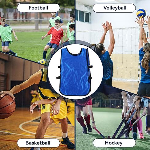 5 قطع من سترات Pinnies Scrimmage لتدريب الفريق من الجيرسيه للأطفال والشباب في سن المراهقة والأطفال في سن المراهقة سترة كرة القدم Pinnies للشباب سترات رياضية (أزرق) in Kuwait
