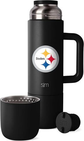 Simple Modern Officially Licensed NFL Pittsburgh Steelers 36oz Insulated Hot Beverage Bottle with 2 Mugs | Coffee Thermos | Twist and Pour Top | Travel Friendly | Roam Collection | Pittsburgh Steelers in Kuwait