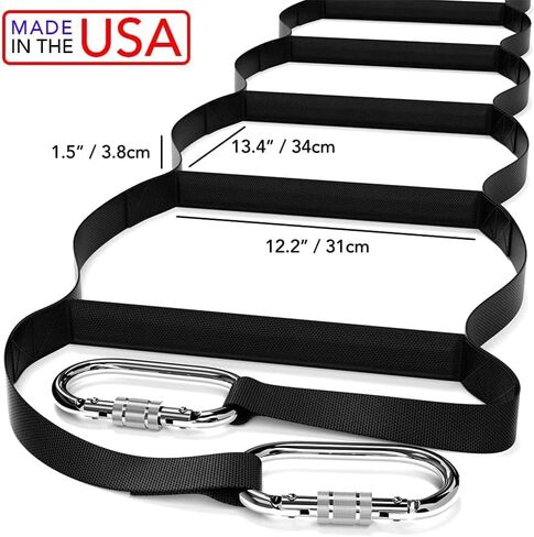 Kids Ladder 6.5ft Made in USA | Multi-use Webbing Ladder with Stand-Offs - Spring Hooks & Black Bag Included - 2m Ladder Lightweight & Reliable Holds up to 960 lbs. | Climbing Ladder in Saudi Arabia