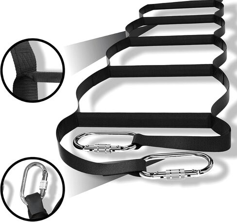 Kids Ladder 6.5ft Made in USA | Multi-use Webbing Ladder with Stand-Offs - Spring Hooks & Black Bag Included - 2m Ladder Lightweight & Reliable Holds up to 960 lbs. | Climbing Ladder in Saudi Arabia