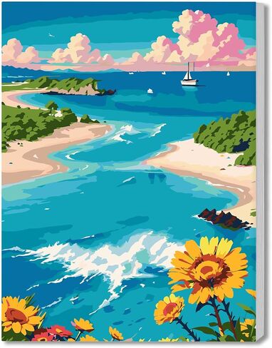 مجموعة الطلاء بالأرقام من DOMROM للبالغين مع إطار - نسر، حيوانات، طلاء سهل بالأرقام، طيور، قماش مؤطر، صناعة يدوية من الأكريليك للفنون والحرف اليدوية للبالغين لديكور المنزل (12 × 16 بوصة) in Kuwait