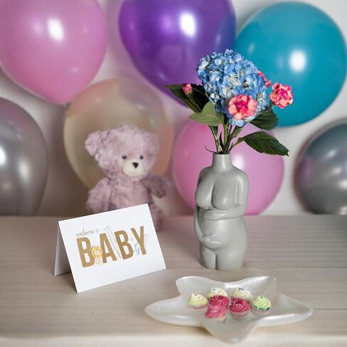 Pregnant Belly Vase Pregnancy Figurine - Female Body Vase, Flower Vase Ceramic, Future Mom Gifts, Gray in Saudi Arabia