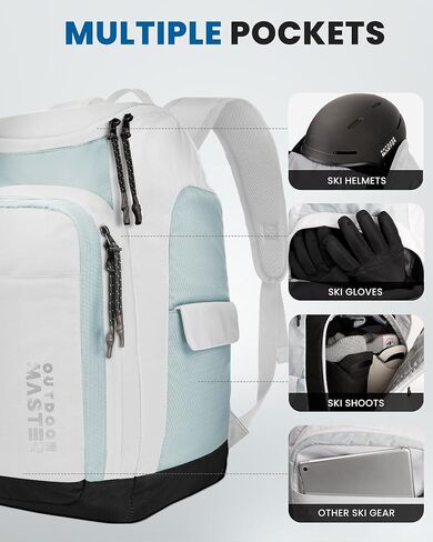 OutdoorMaster 50L Ski Boot Bag-Ski and Snowboard Boots Travel Backpack with Helmet Compartment | Waterproof Exterior & Bottom in Kuwait