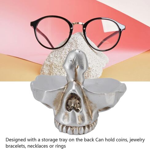 TOPINCN Skull Glasses Stand, Eyeglasses Display Holder Sunglass Frame Decorative Synthetic Statue for Office Desk Home Decoration in Saudi Arabia