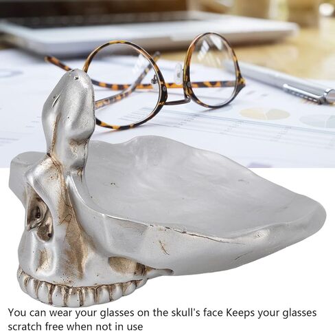 TOPINCN Skull Glasses Stand, Eyeglasses Display Holder Sunglass Frame Decorative Synthetic Statue for Office Desk Home Decoration in Saudi Arabia