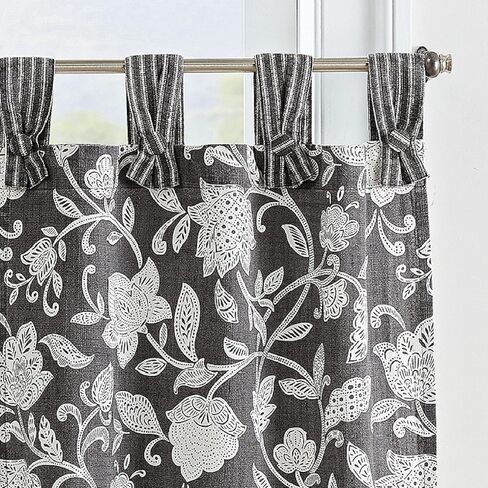 Waverly Stencil Vine لوحة صغيرة طبقات الخصوصية نافذة العلاج زوج الحمام، غرفة المعيشة، 52 "× 36"، أسود in Kuwait