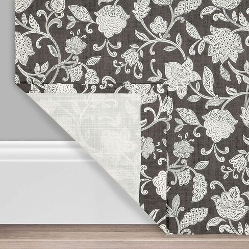 Waverly Stencil Vine لوحة صغيرة طبقات الخصوصية نافذة العلاج زوج الحمام، غرفة المعيشة، 52 "× 36"، أسود in Kuwait