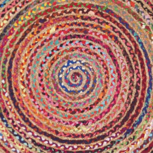 SAFAVIEH Cape Cod Collection Area Rug - 3' Round, Red & Multi, Handmade Braided Boho Jute & Cotton, Ideal for High Traffic Areas in Living Room, Bedroom (CAP702Q) in Saudi Arabia