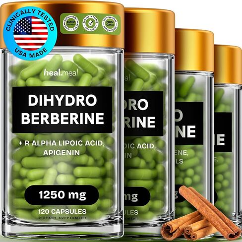 Dihydroberberine Supplement - Berberine With Ceylon Cinnamon - Dehydro Berberine Supplement - Super Berberine Supplement with Apigenin & R Alpha Lipoic Acid - Hydroberberine 1,250 mg , 120 Capsules in Saudi Arabia