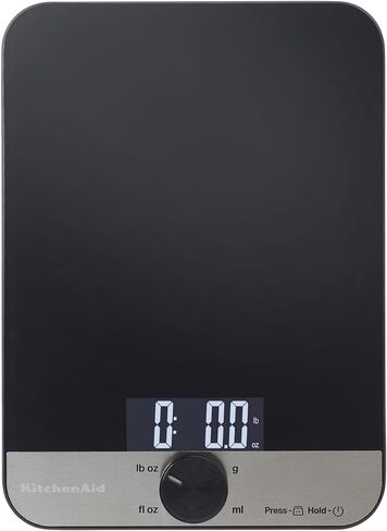 KitchenAid KQ908 Glass Surface 11 Pound Capacity Digital Kitchen and Food Scale, Scale for Food Ounces and Grams, Dry and Liquid Ingredients, Black in Saudi Arabia