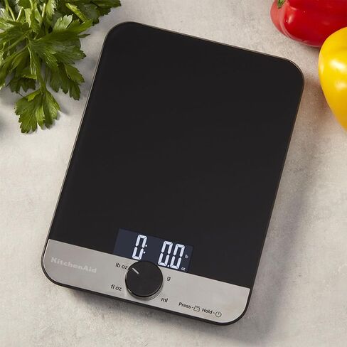 KitchenAid KQ908 Glass Surface 11 Pound Capacity Digital Kitchen and Food Scale, Scale for Food Ounces and Grams, Dry and Liquid Ingredients, Black in Saudi Arabia