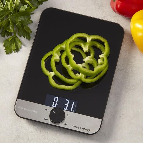 KitchenAid KQ908 Glass Surface 11 Pound Capacity Digital Kitchen and Food Scale, Scale for Food Ounces and Grams, Dry and Liquid Ingredients, Black in Saudi Arabia