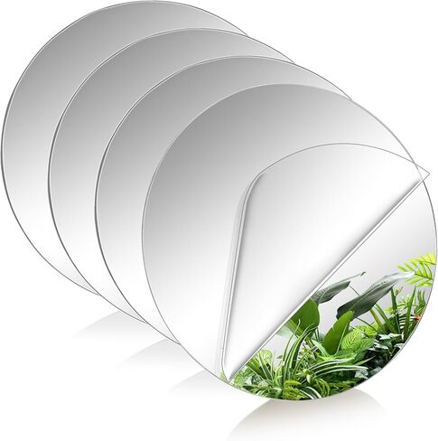 4 قطع مرآة حائط دائرية ذاتية اللصق مقاس 12 بوصة، مرآة دائرية من الأكريليك بسمك 2.5 مم، مرآة غير زجاجية، مرآة تزيين لاصقة للحمام وغرفة النوم وغرفة النوم والباب in Kuwait