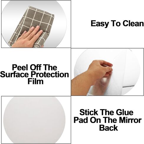 4 قطع مرآة حائط دائرية ذاتية اللصق مقاس 12 بوصة، مرآة دائرية من الأكريليك بسمك 2.5 مم، مرآة غير زجاجية، مرآة تزيين لاصقة للحمام وغرفة النوم وغرفة النوم والباب in Kuwait