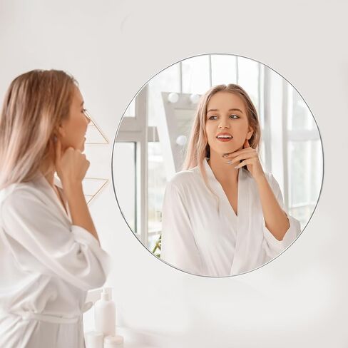 4 قطع مرآة حائط دائرية ذاتية اللصق مقاس 12 بوصة، مرآة دائرية من الأكريليك بسمك 2.5 مم، مرآة غير زجاجية، مرآة تزيين لاصقة للحمام وغرفة النوم وغرفة النوم والباب in Kuwait