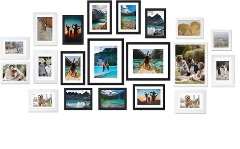 20 قطعة من إطارات الصور متعددة الأحجام، مجموعة متنوعة من الجدران مصنوعة من الزجاج الحقيقي والخشب، ديكور جداري للمكتب 2 قطعة 8x10، 8 قطع 5x7، 10 قطع 4x6 أبيض أسود مجموعة إطارات متعددة للجدار in Kuwait