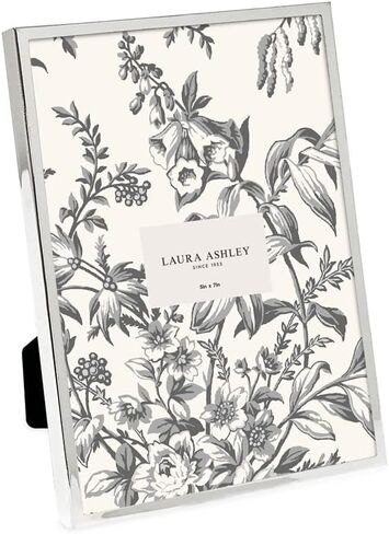 إطار صورة معدني مسطح فضي مقاس 5x7 من Laura Ashley (عمودي وأفقي) مع حامل حامل ثنائي الاتجاه، ظهر مخملي أسود، قابل للتركيب على الحائط، مصنوع لسطح الطاولة، المكتب، عرض الحائط، ديكور المنزل (5x7، فضي) in Kuwait