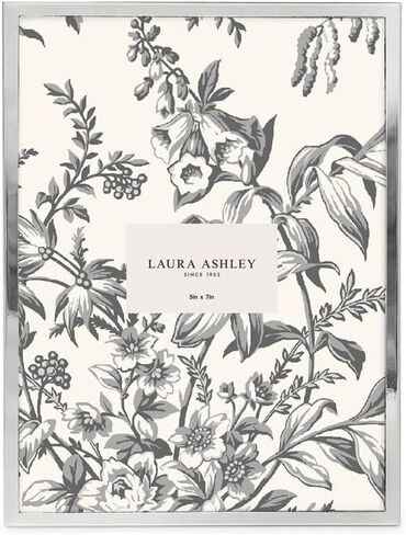 إطار صورة معدني مسطح فضي مقاس 5x7 من Laura Ashley (عمودي وأفقي) مع حامل حامل ثنائي الاتجاه، ظهر مخملي أسود، قابل للتركيب على الحائط، مصنوع لسطح الطاولة، المكتب، عرض الحائط، ديكور المنزل (5x7، فضي) in Kuwait