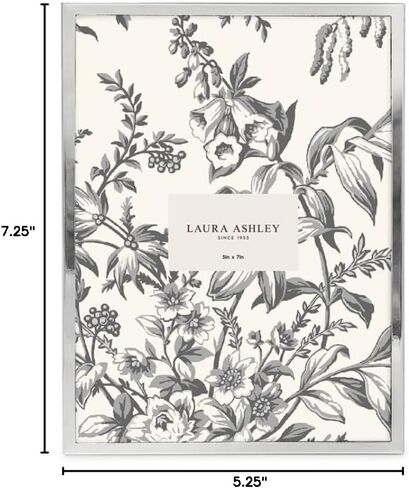 إطار صورة معدني مسطح فضي مقاس 5x7 من Laura Ashley (عمودي وأفقي) مع حامل حامل ثنائي الاتجاه، ظهر مخملي أسود، قابل للتركيب على الحائط، مصنوع لسطح الطاولة، المكتب، عرض الحائط، ديكور المنزل (5x7، فضي) in Kuwait