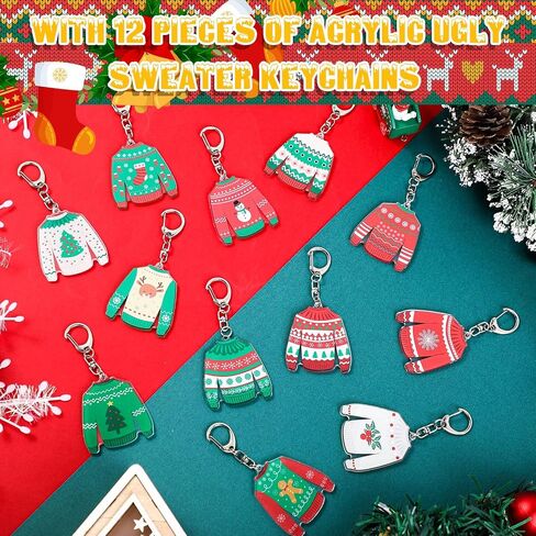Tondiamo 15 Pcs Ugly Christmas Sweater Party Game Award Set Include 3 1st 2nd 3rd Place Medal Award and 12 Souvenir Keychains for Xmas Ugliest Sweater Contest Prizes Christmas Tree Ornament in Saudi Arabia