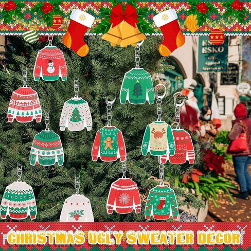 Tondiamo 15 Pcs Ugly Christmas Sweater Party Game Award Set Include 3 1st 2nd 3rd Place Medal Award and 12 Souvenir Keychains for Xmas Ugliest Sweater Contest Prizes Christmas Tree Ornament in Saudi Arabia