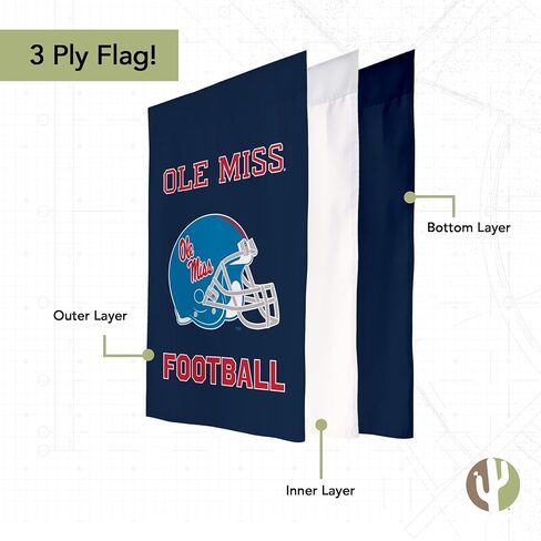 Desert Cactus University of Mississippi Garden Flag Rebels Ole Miss U of M Banner 100% Polyester (Design P) in Saudi Arabia