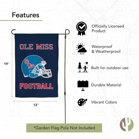 Desert Cactus University of Mississippi Garden Flag Rebels Ole Miss U of M Banner 100% Polyester (Design P) in Saudi Arabia