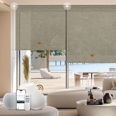 Motorized Roller Shades, Smart Blinds for Windows, Remote Automatic Window Shades, Electric Shades, Light Filtering, Compatible with Alexa Google Apple Home in Saudi Arabia