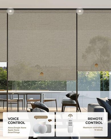 Motorized Roller Shades, Smart Blinds for Windows, Remote Automatic Window Shades, Electric Shades, Light Filtering, Compatible with Alexa Google Apple Home in Saudi Arabia