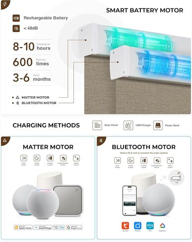 Motorized Roller Shades, Smart Blinds for Windows, Remote Automatic Window Shades, Electric Shades, Light Filtering, Compatible with Alexa Google Apple Home in Saudi Arabia